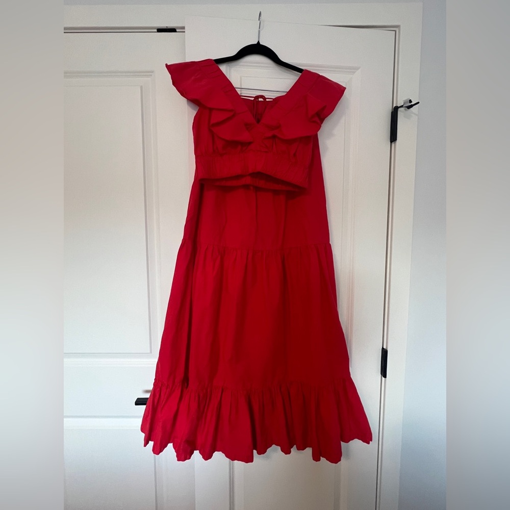 Japna Red-Orange Maxi Skirt 2 Piece Set